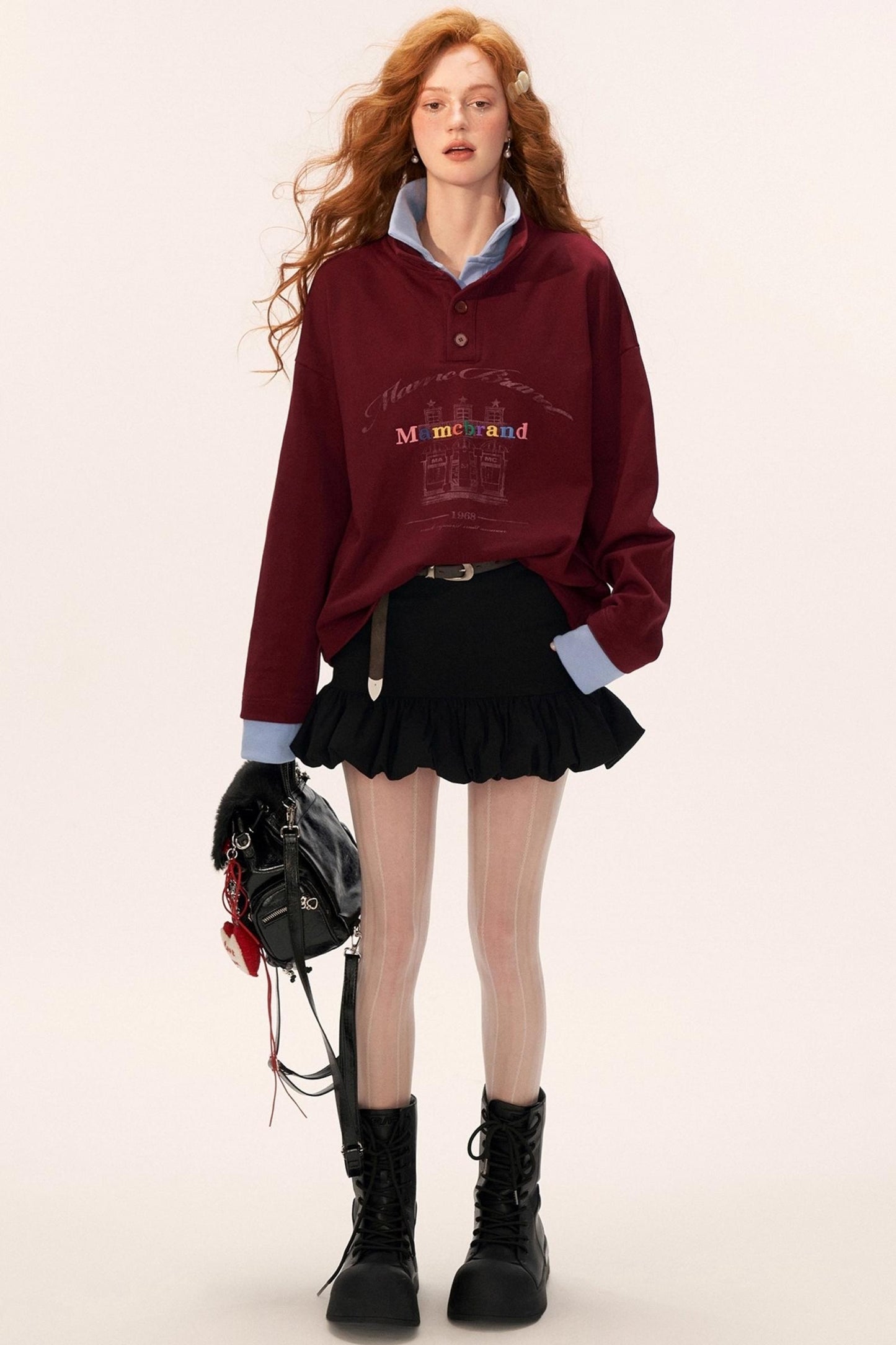 Button Lapel Polo Sweatshirt