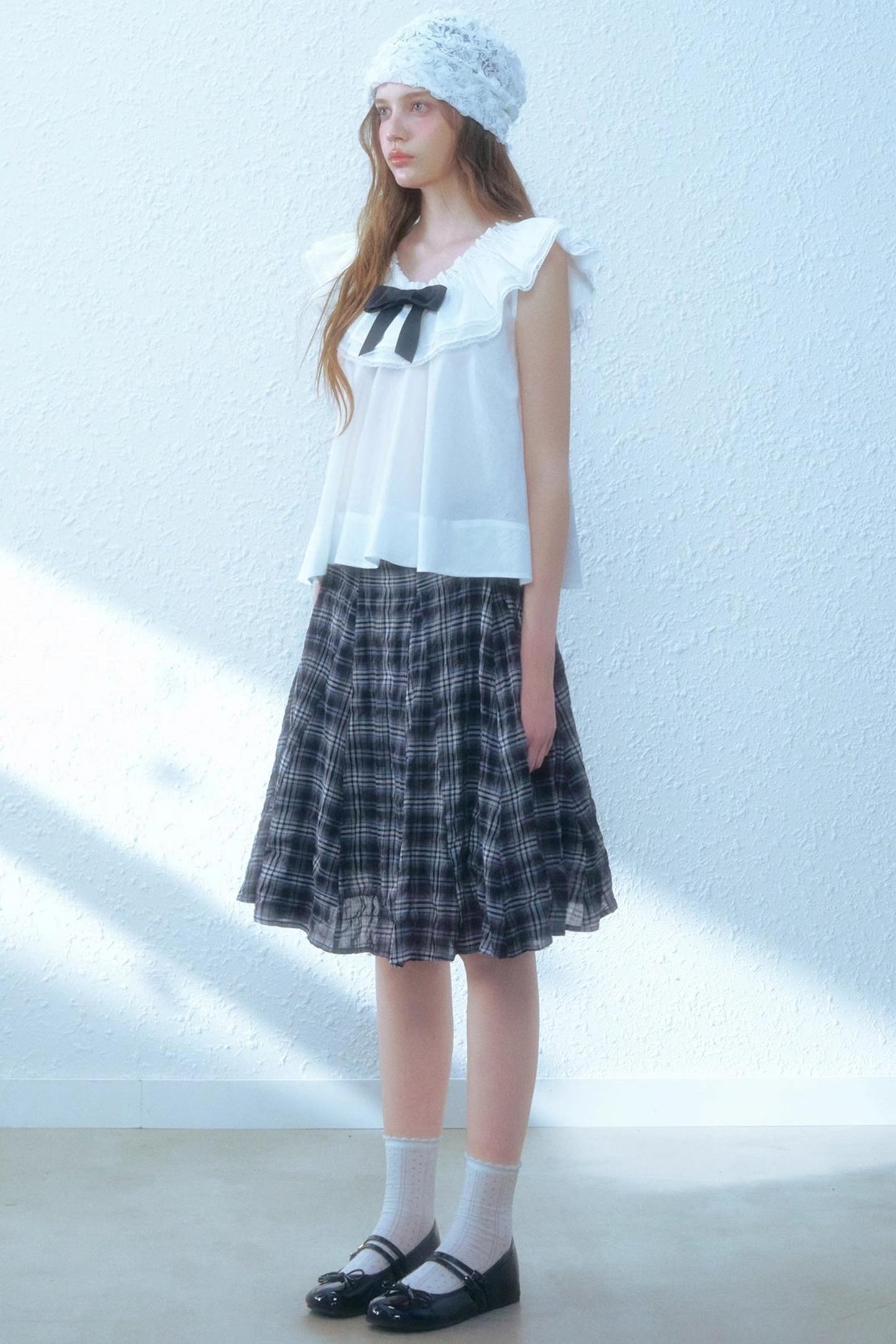 Chic Checkered Midi Skirt Set-Up