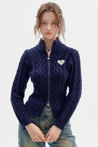 Dark Blue Slim Sweater Top