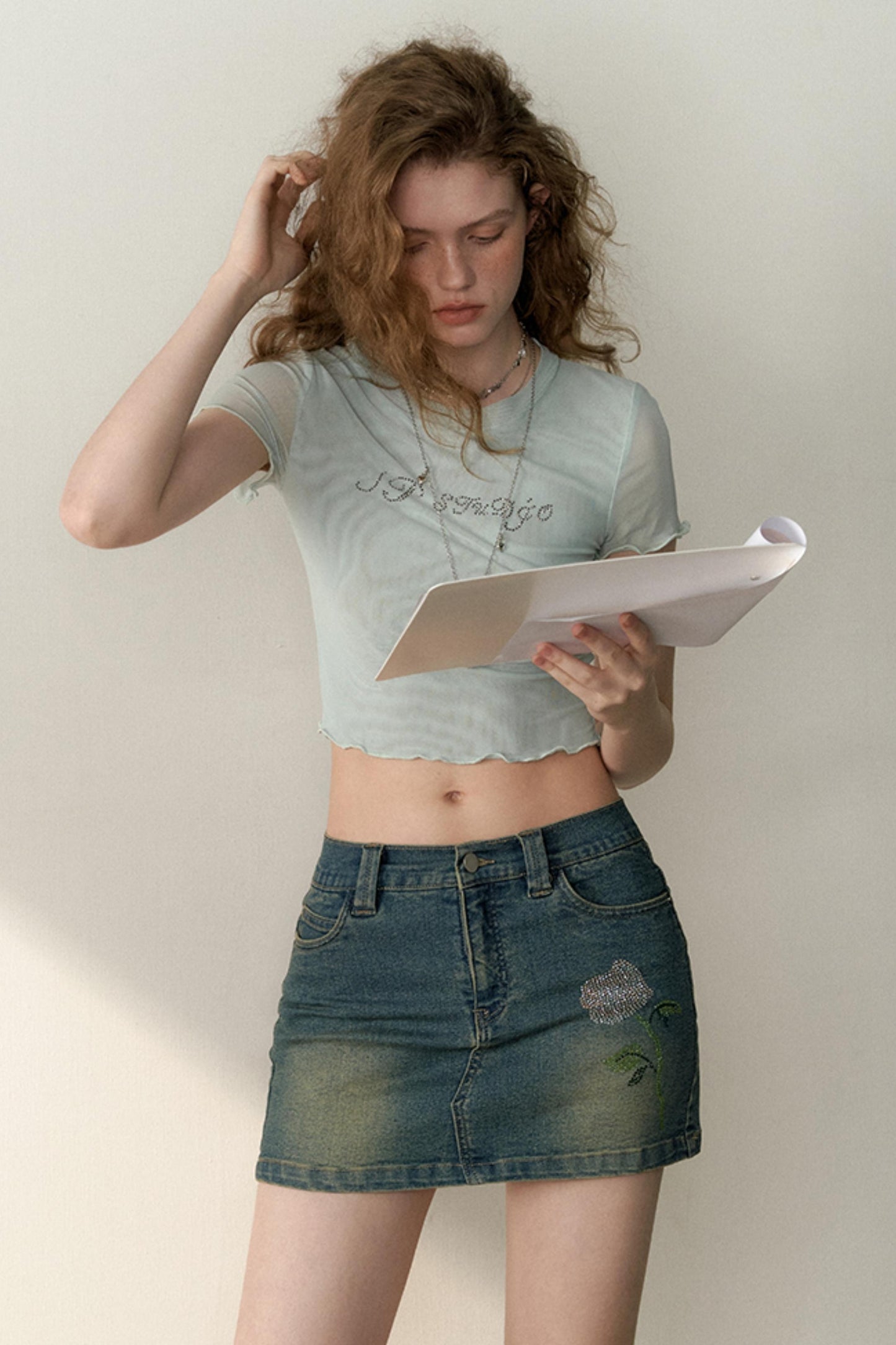 Multicolor Mesh Letter Tee