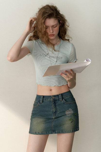 Multicolor Mesh Letter Tee