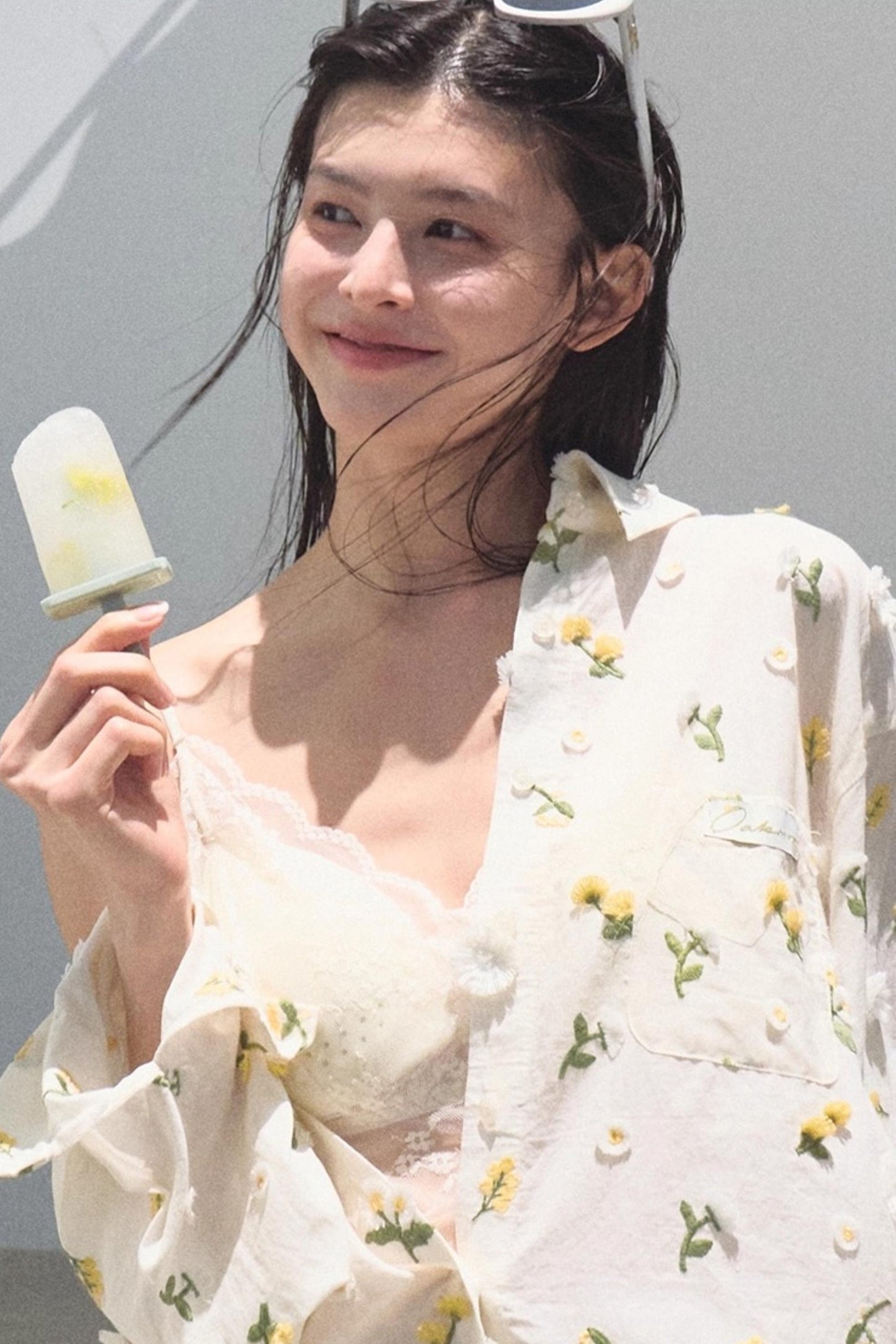 Flowers Cotton Embroidered Casual Shirt Set-Up