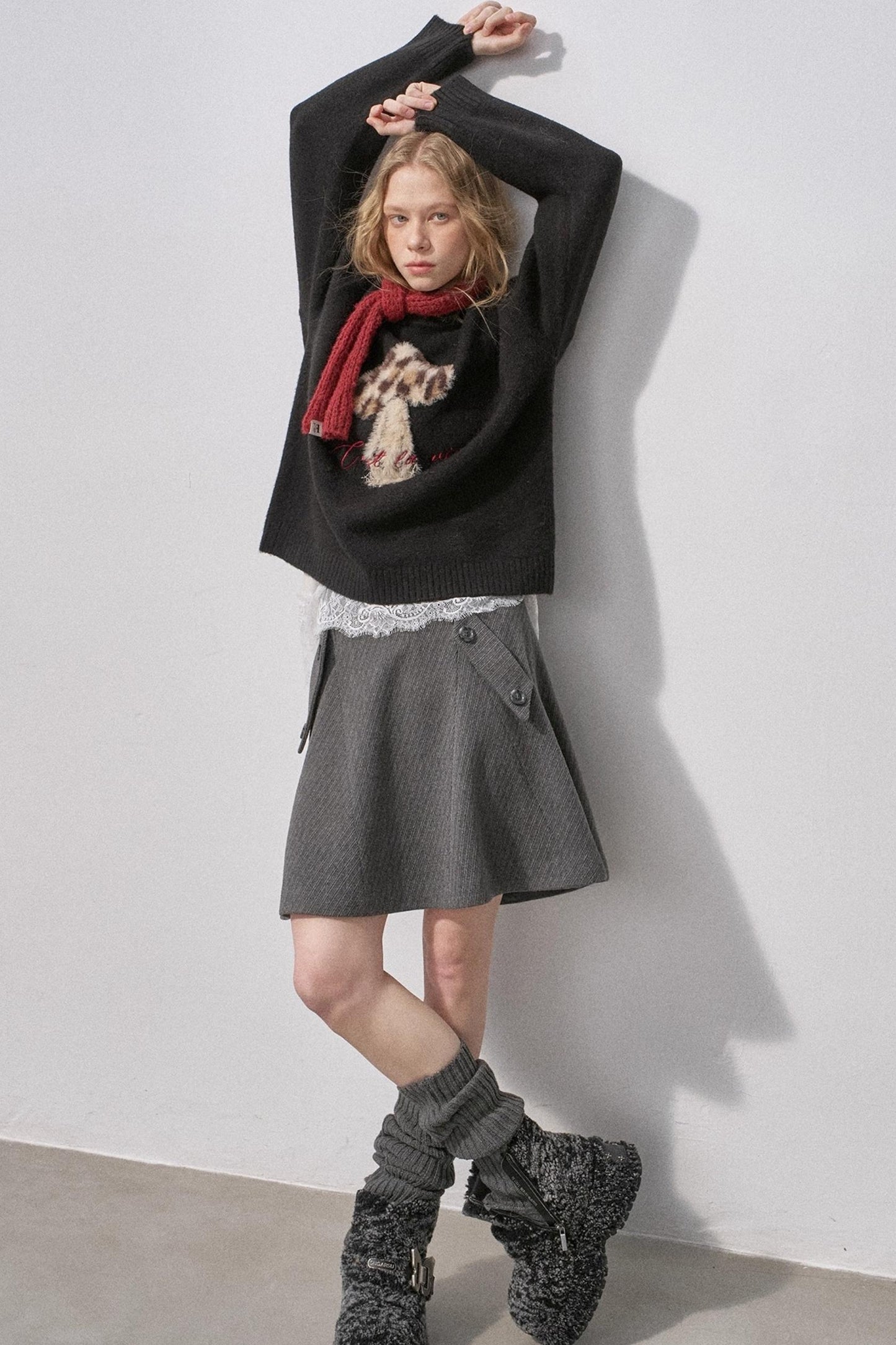 Plaid Wool A-Line Skirt