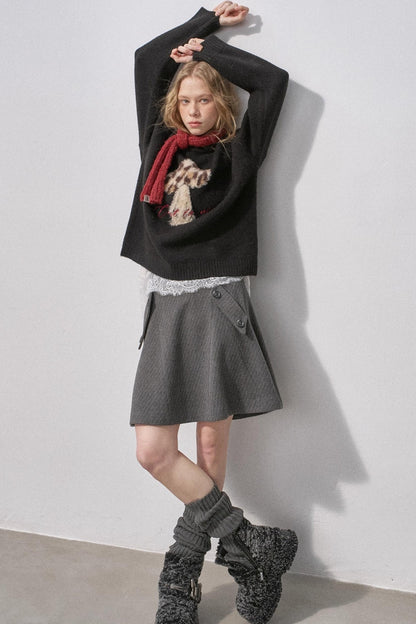 Plaid Wool A-Line Skirt