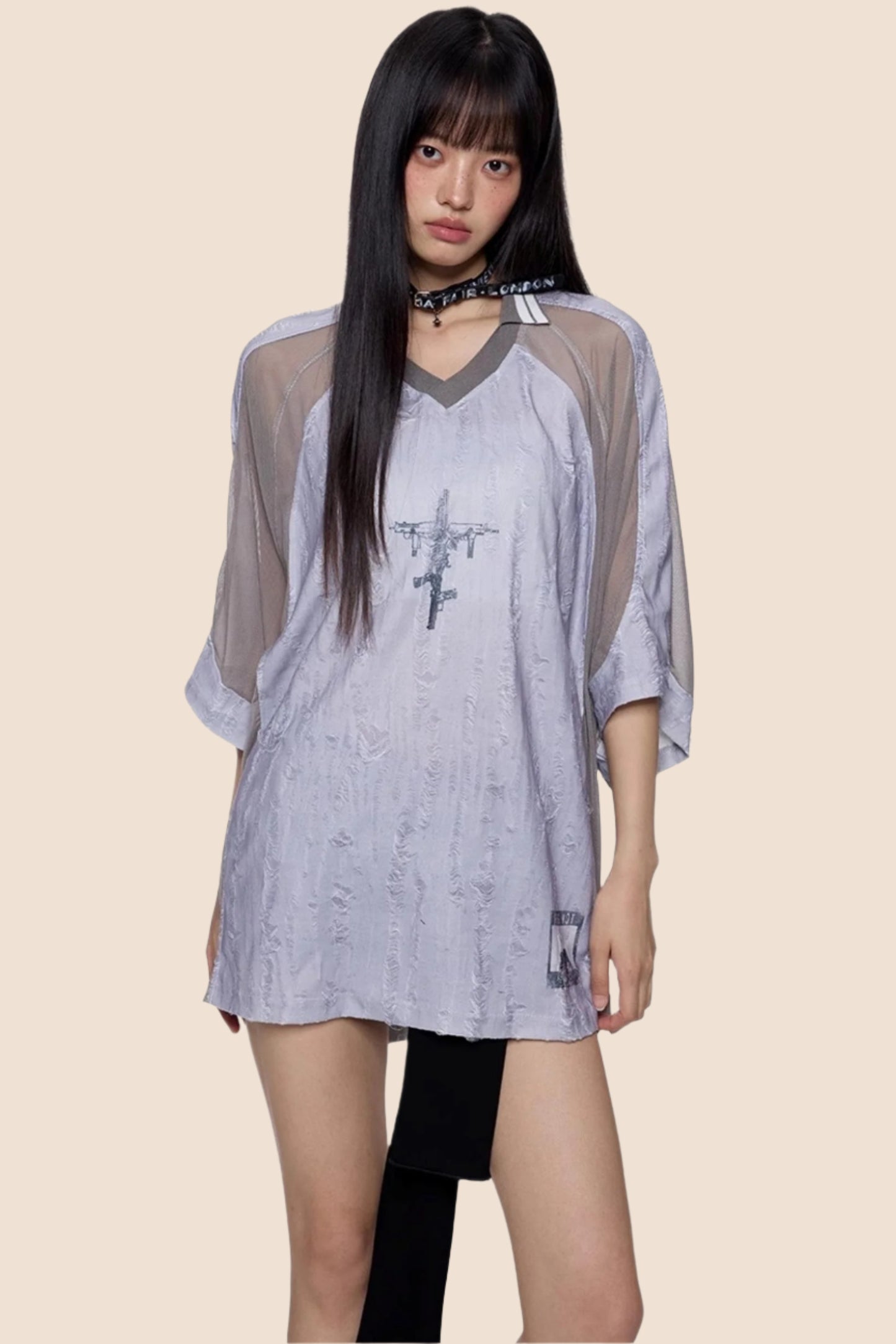 Slouchy Gray V-Neck Tee