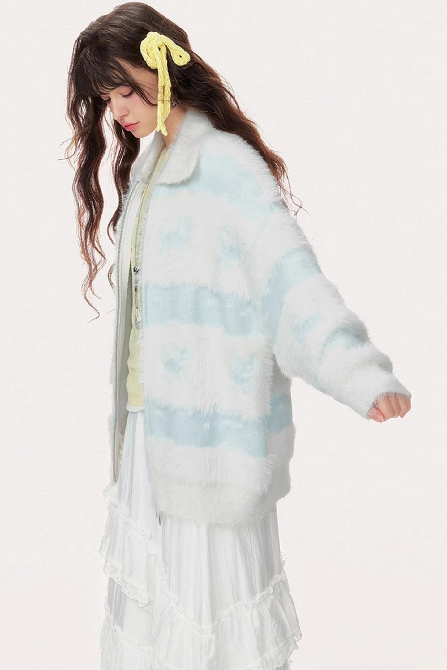 Soft Light Blue Knit Jacket