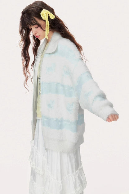 Soft Light Blue Knit Jacket