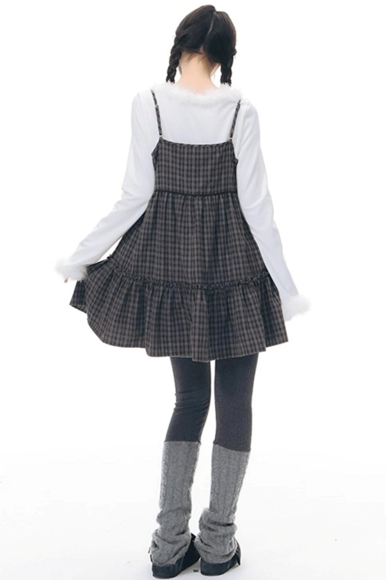 Plaid Ruffled Camisole Dress