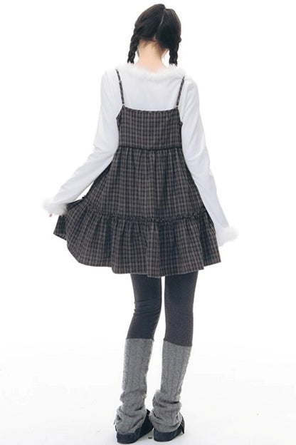 Plaid Ruffled Camisole Dress