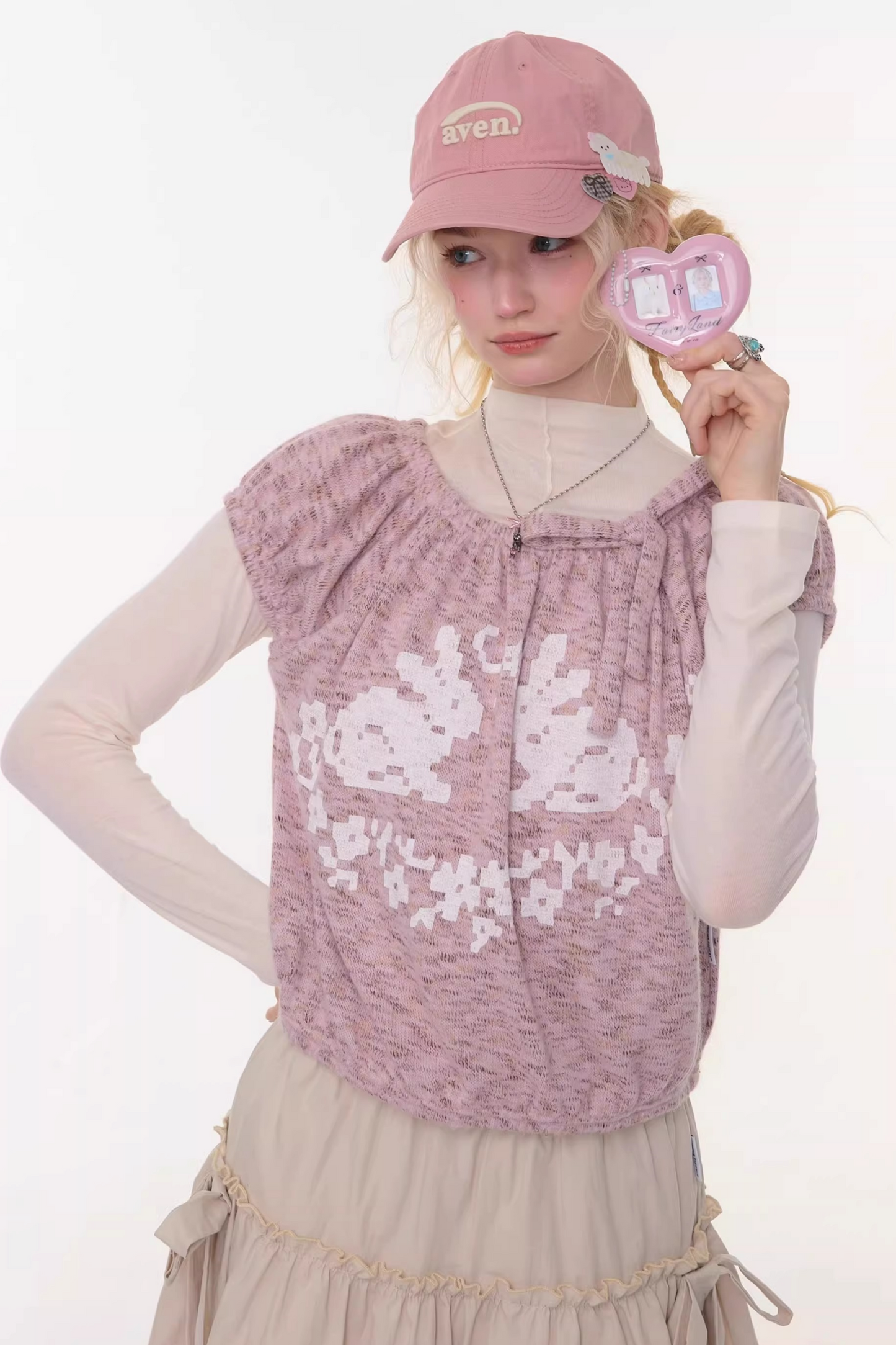 Rabbit Print Knit Blouse