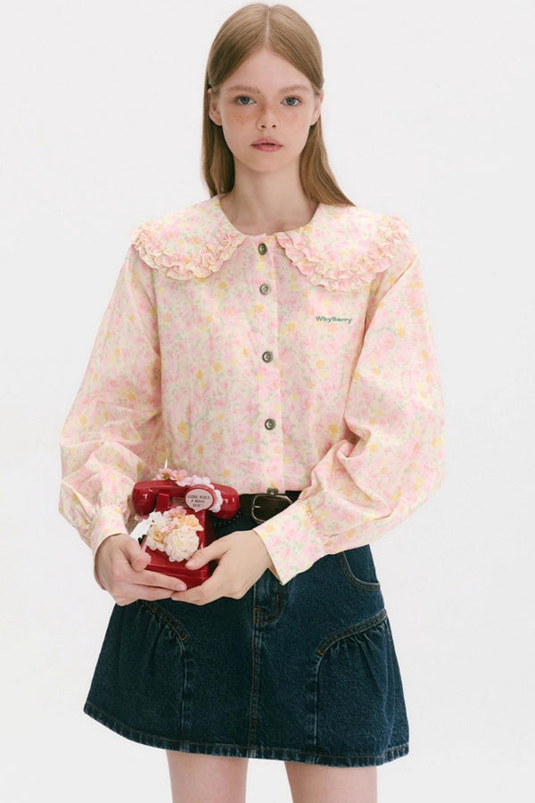 Love Balloon Flower Lapel Shirt