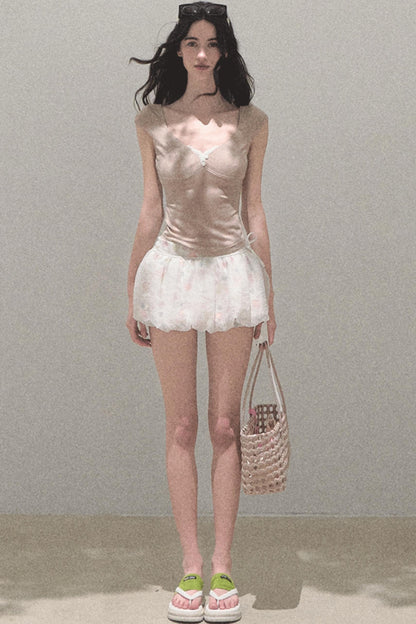 Floral Peplum Culottes Skirt Set