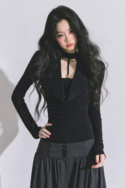 Pure Desire Long-Sleeved Black Top