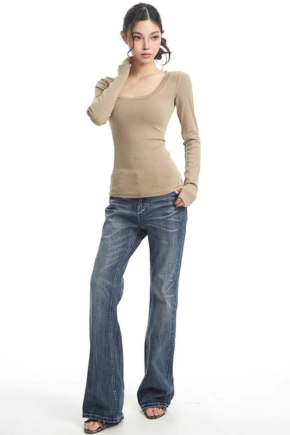 Retro Flared Denim Pants