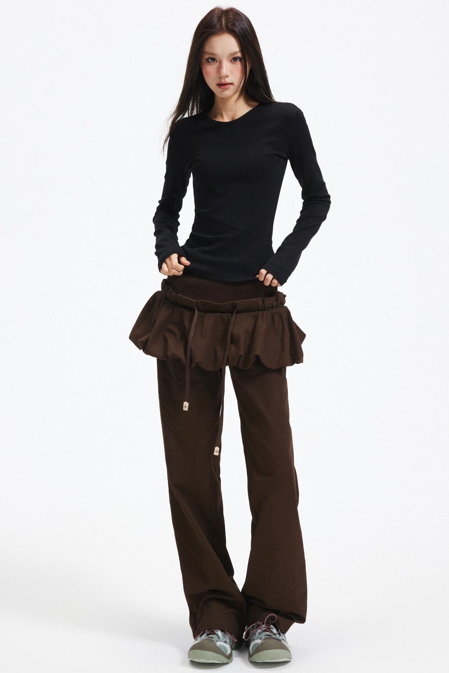 Coffee Patchwork Short Skirt