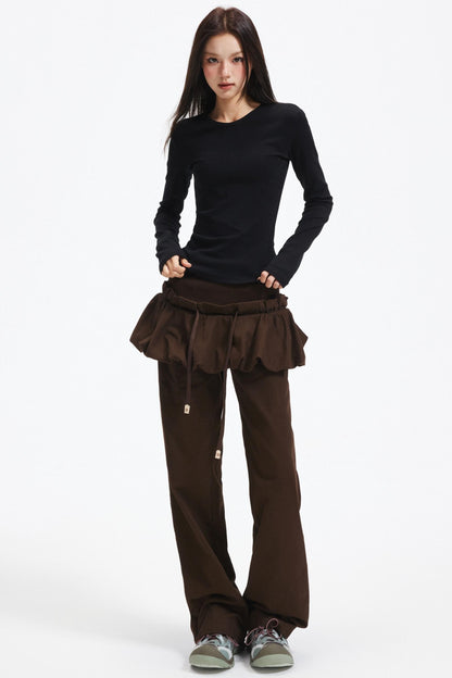 Coffee Patchwork Short Skirt