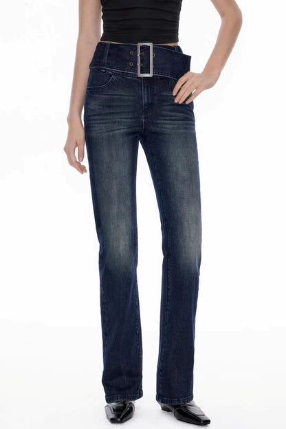 Deep Sea Blue Vintage Denim Pants