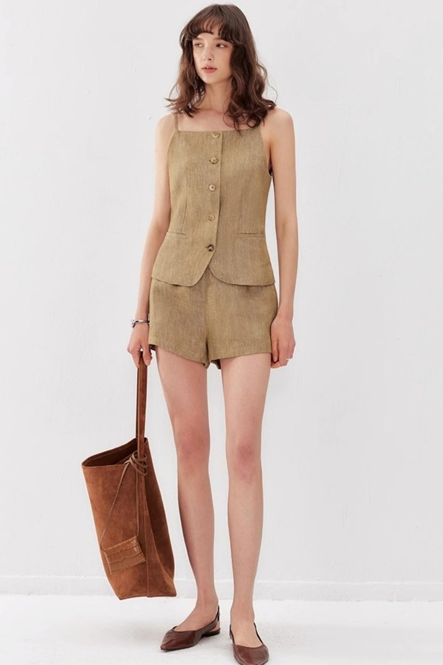 Vintage Luxe Linen Halter & Wide Leg Shorts Set-Up