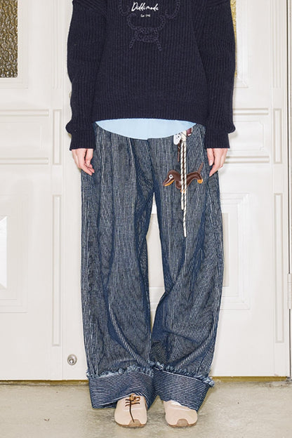 RETRO CORDUROY STRAIGHT-LEG LOOSE FIT PANTS