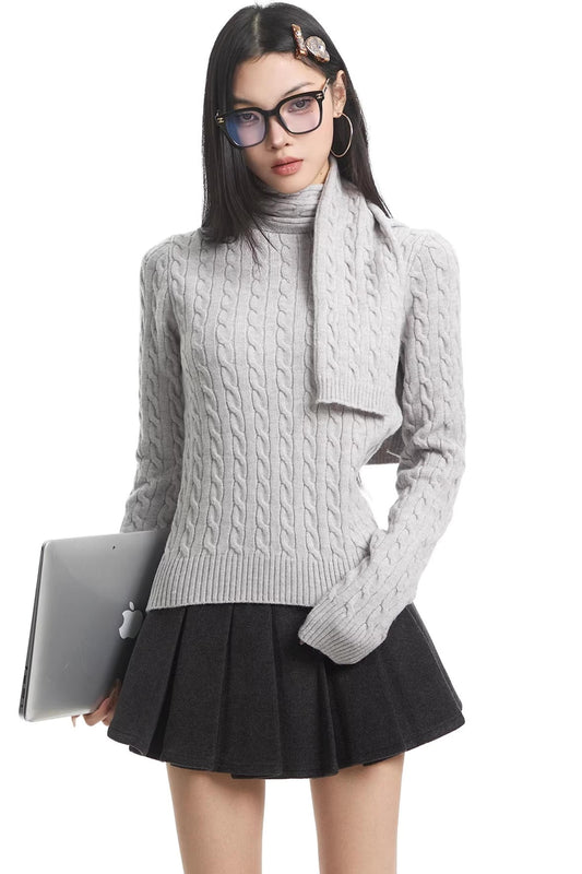 Retro High-Neck Knit Sweater