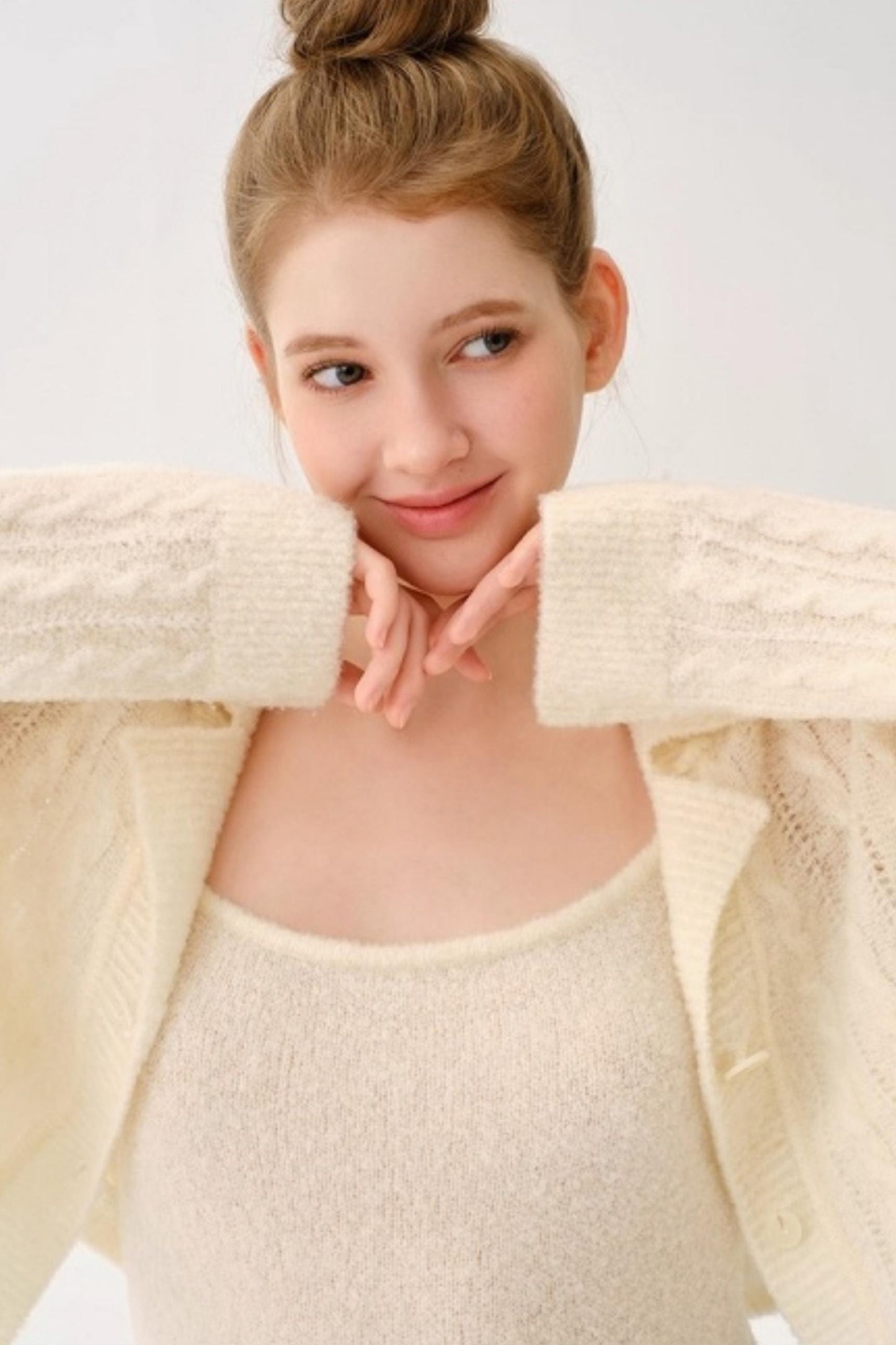 Retro Wool Blended Cardigan Set-Up