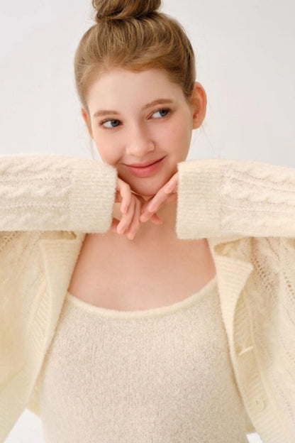 Retro Wool Blended Cardigan Set-Up