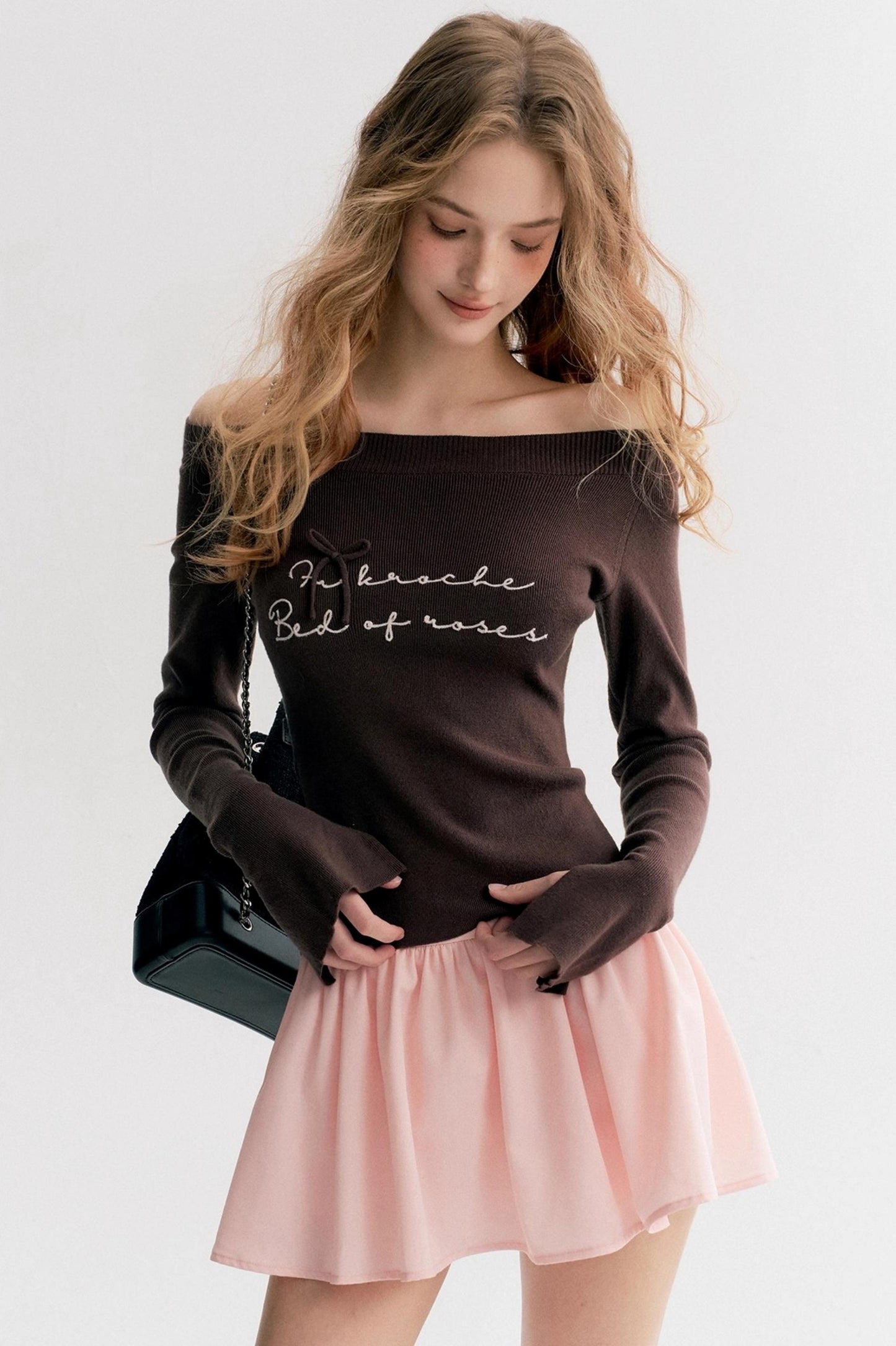 Rose Cream Cotton Puffy A-Line Skirt