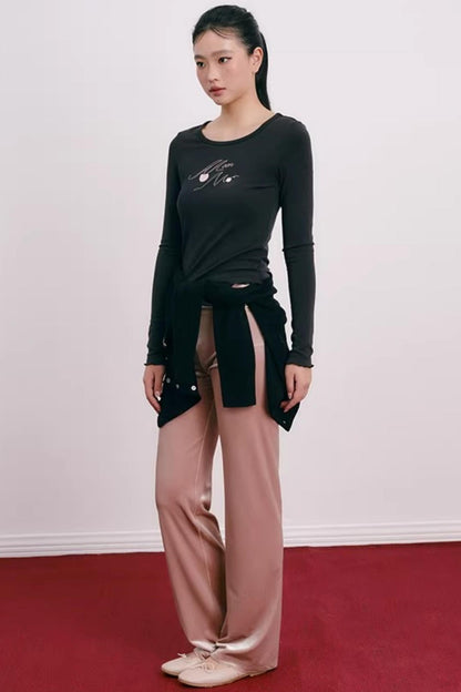 Velvet Embroidered Sweatshirt and Pants Set