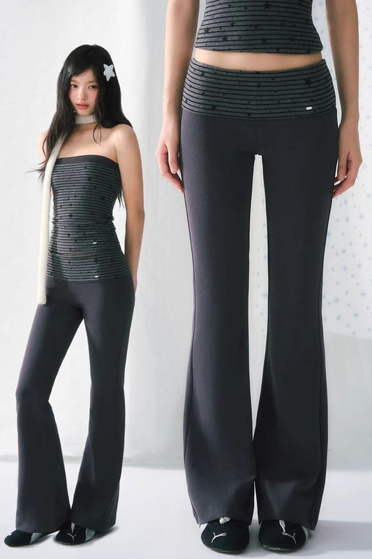 Retro Striped Flared Pants