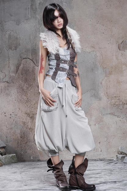 Solid Color Retro Punk Pants