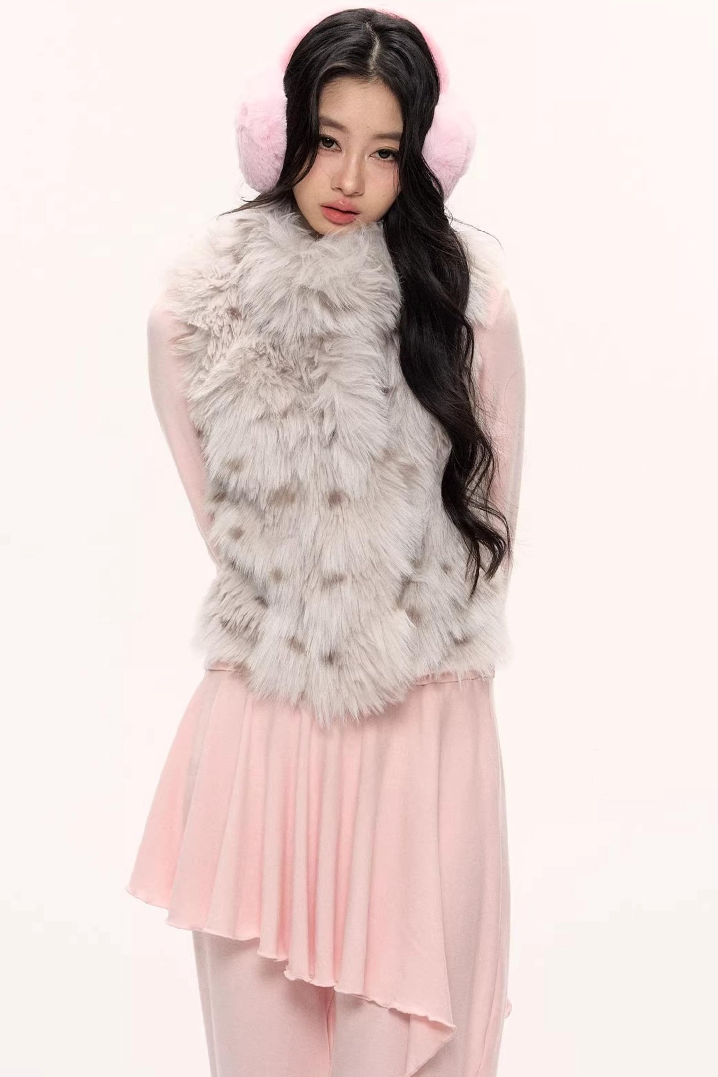 Fluffy Leopard Magic Fur Vest Jacket