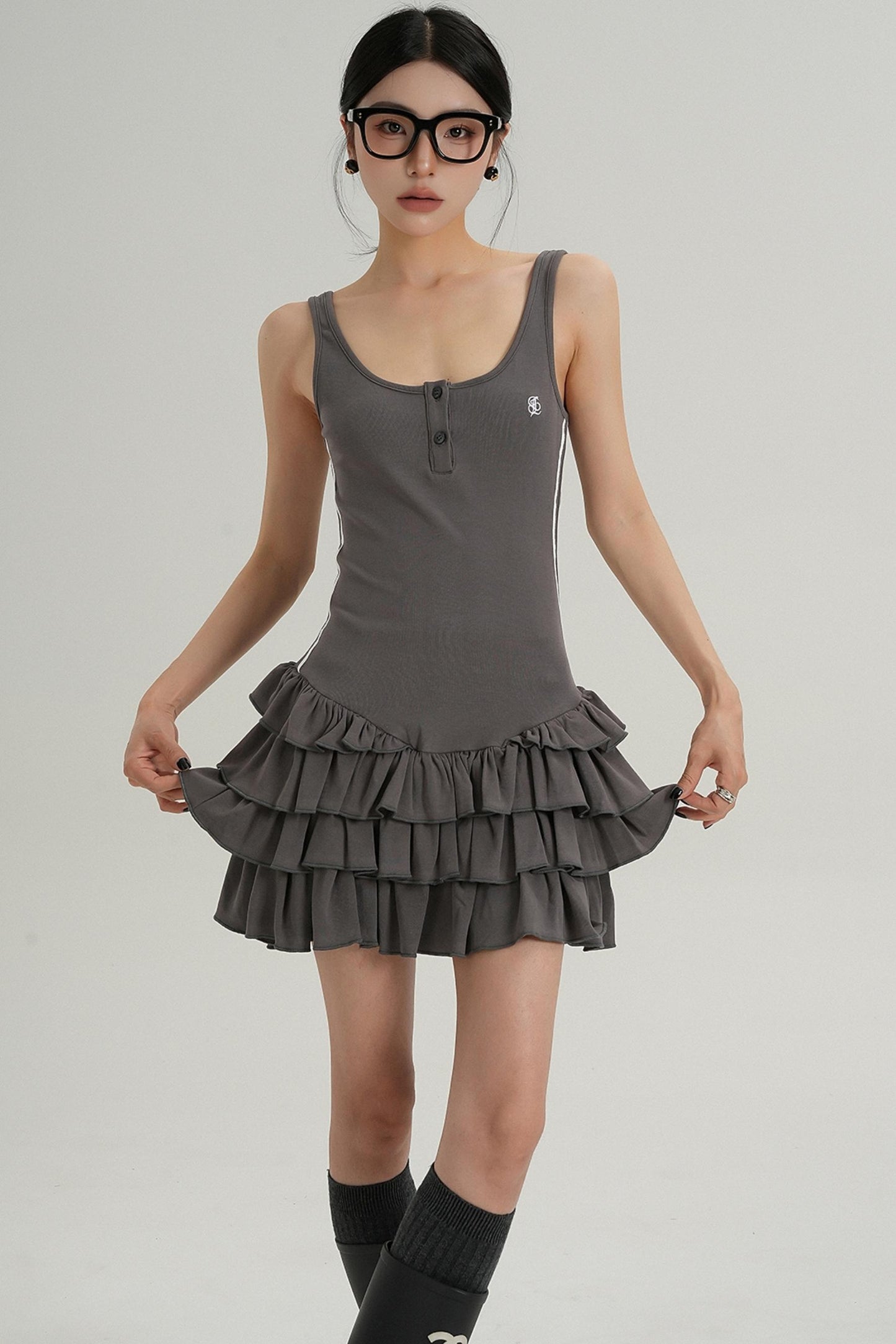 Unique Skirt Halter Mini Dress