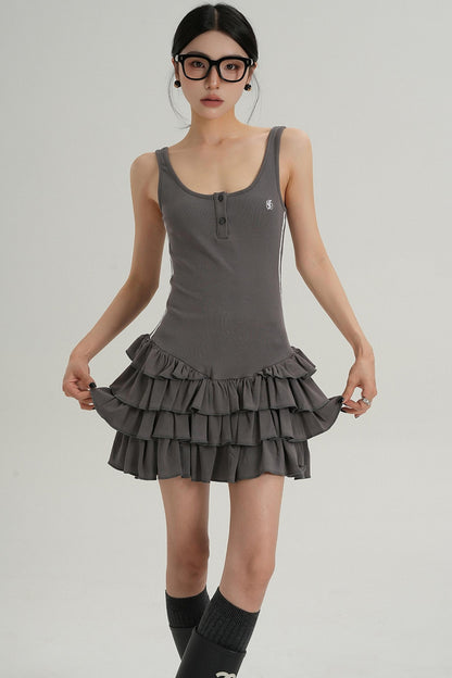 Unique Skirt Halter Mini Dress