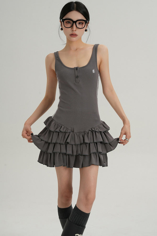 Unique Skirt Halter Mini Dress