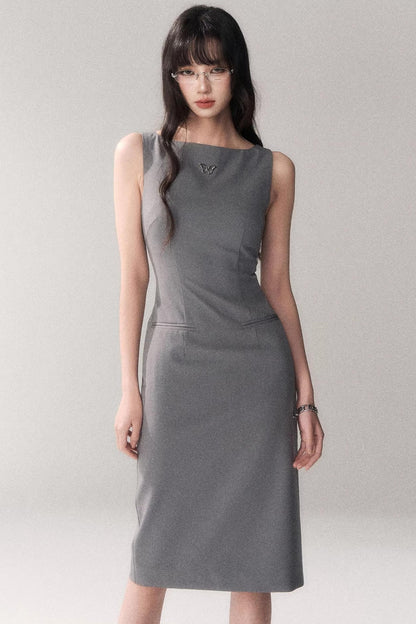 Siren schulterfreies graues Kleid