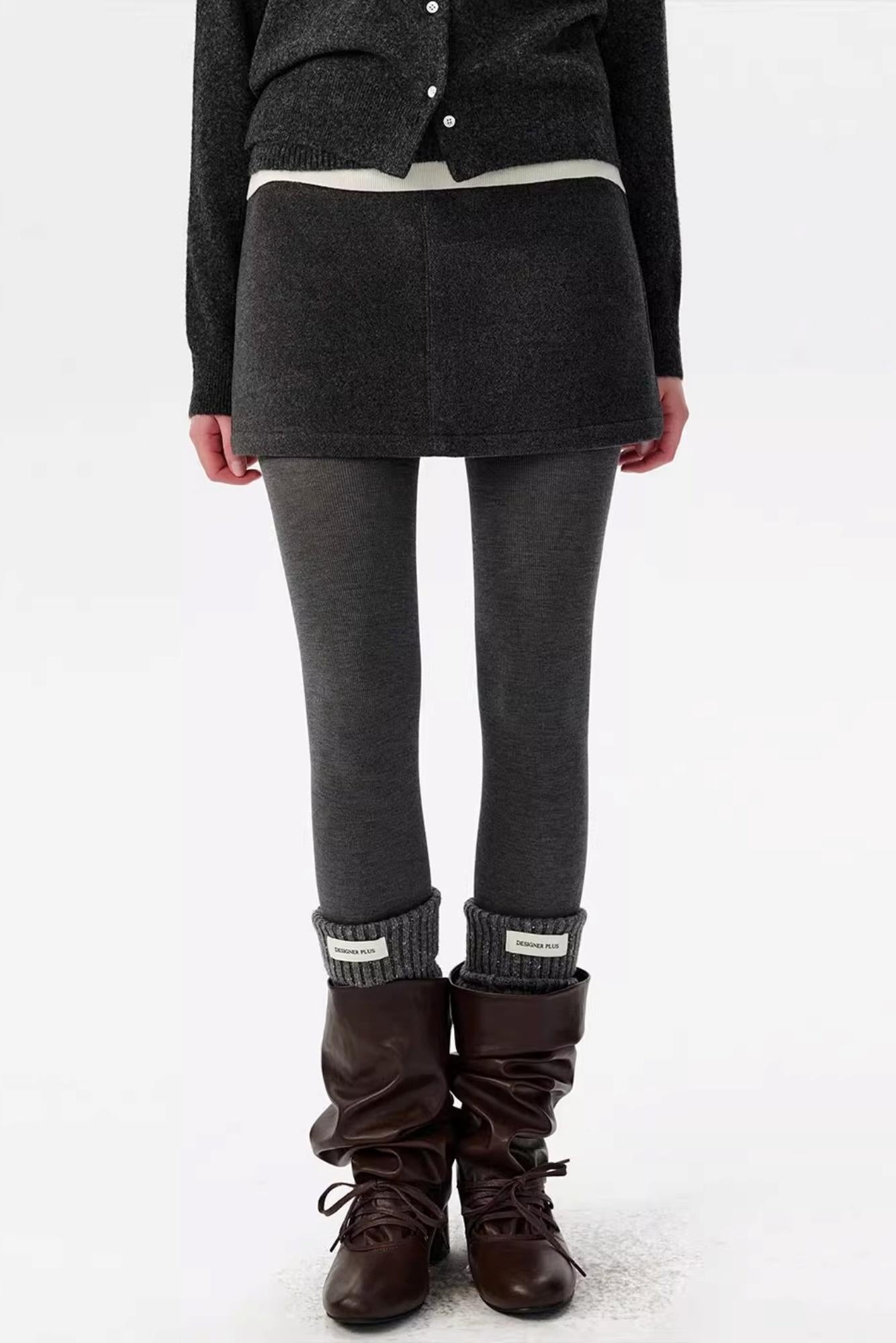 Gray Woolen A-Line Skirt