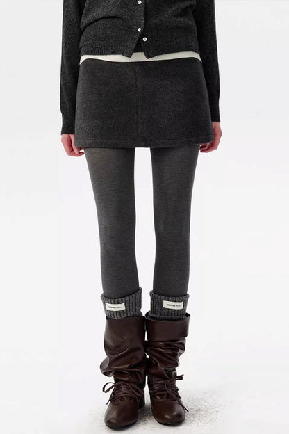 Gray Woolen A-Line Skirt