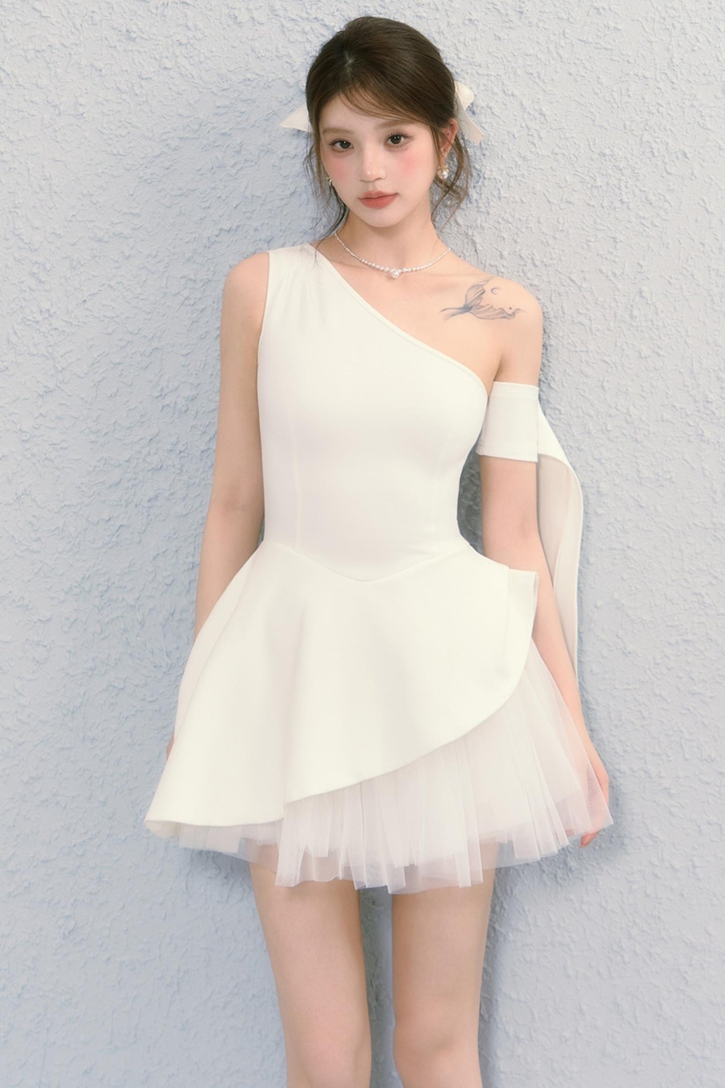 Pure White Ballet Mesh French Puffy Dress