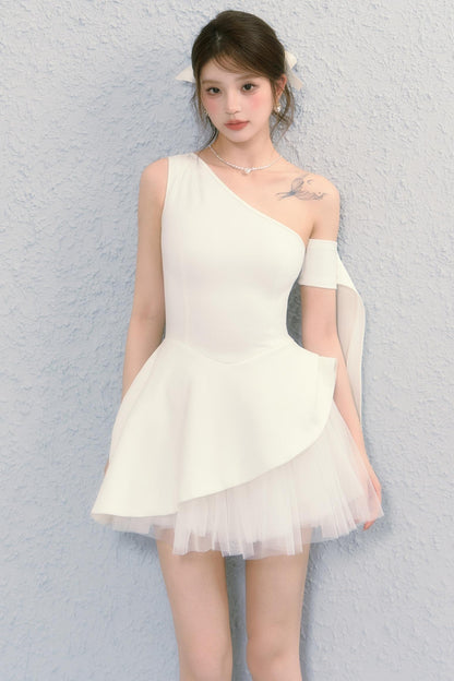 Pure White Ballet Mesh French Puffy Dress