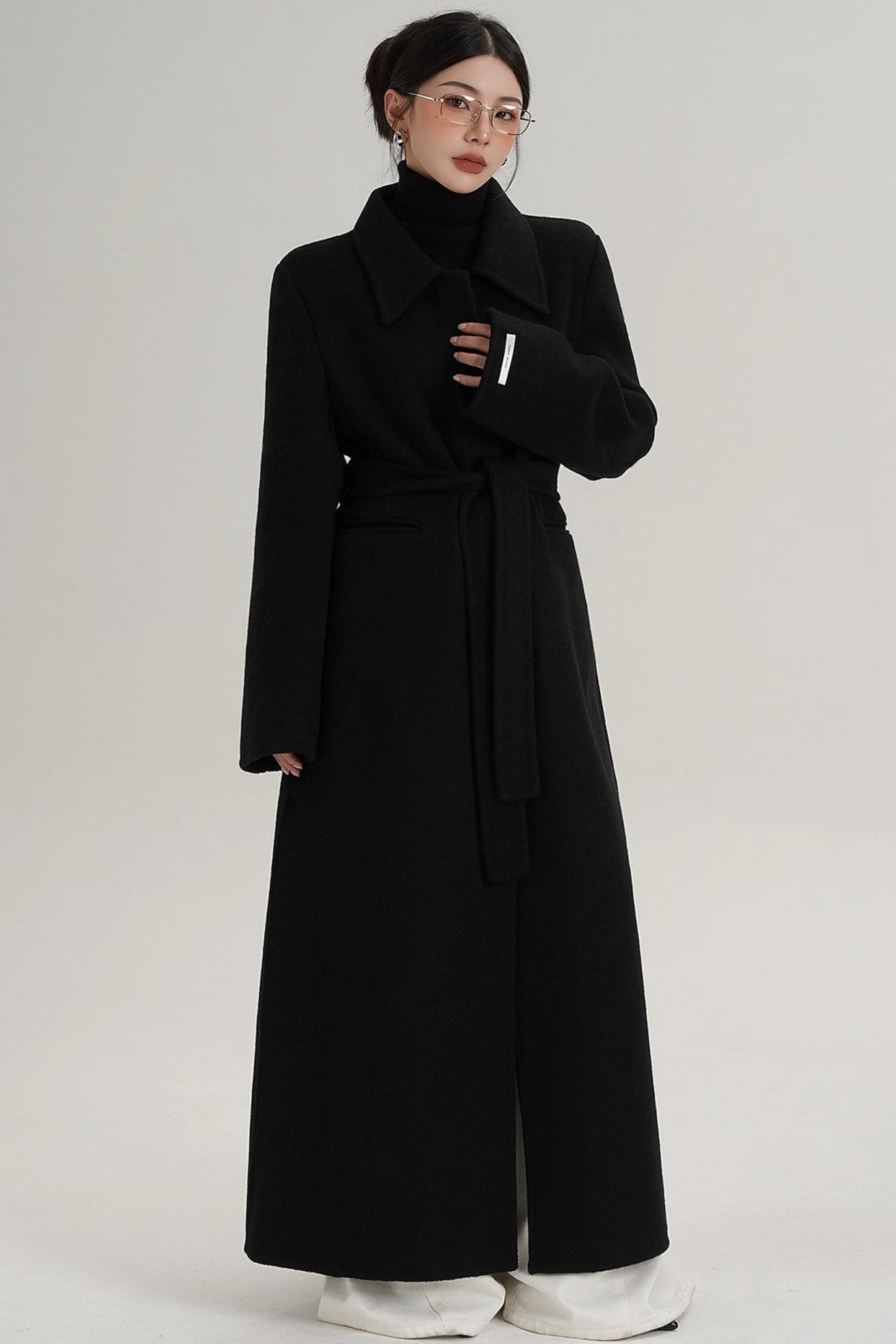 Elegant Extra-Long Wool Coat