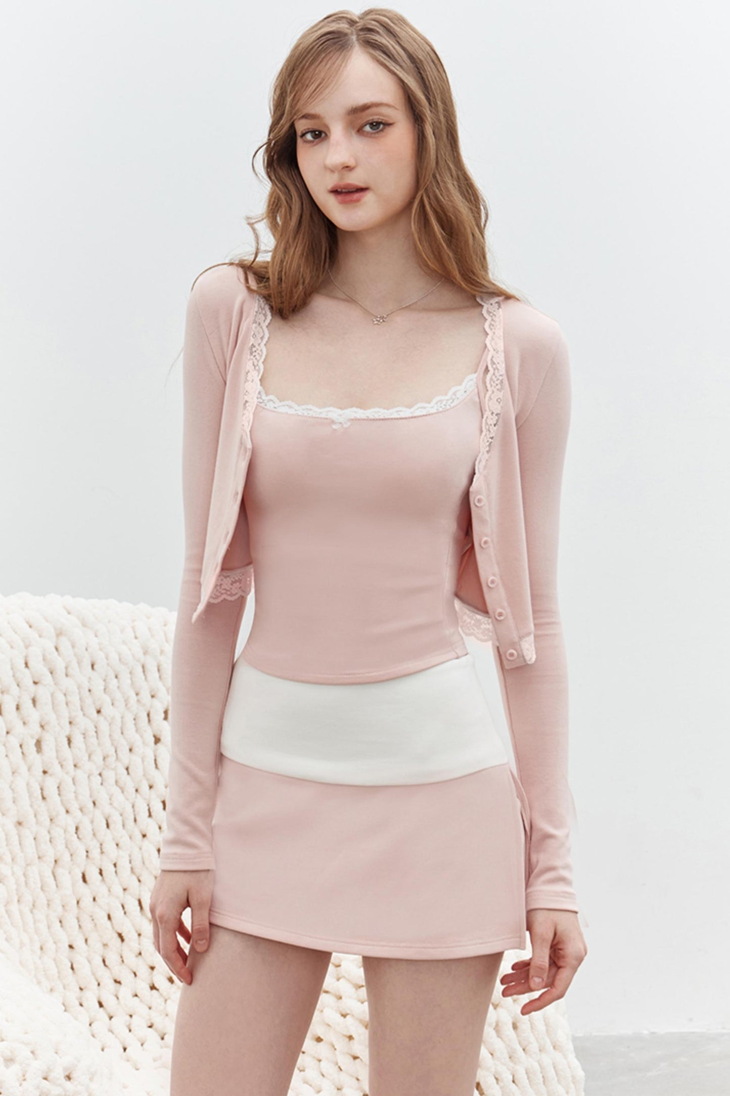 Slim Fit Lace High Waist Skirt Set-Up