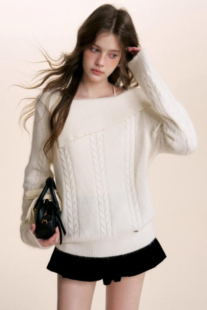 Velvet Pearl One-Shoulder Sweater