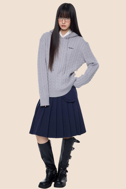 Twisted Embroidery Hooded Sweater