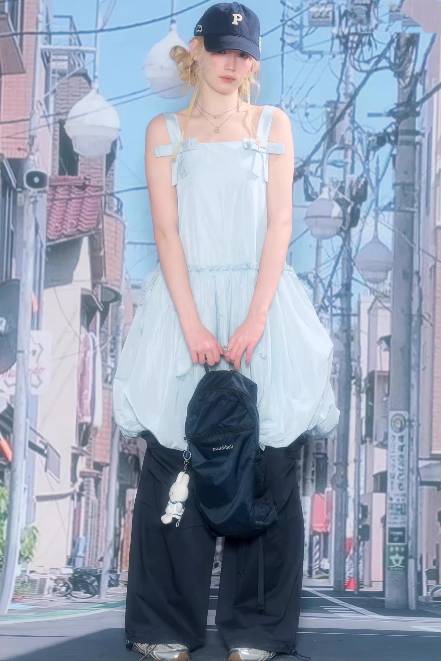 Summer Blue Bow-Tie Dress