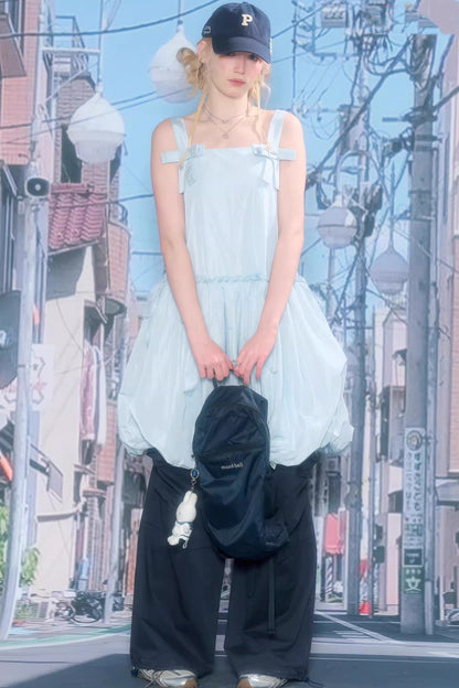 Summer Blue Bow-Tie Dress