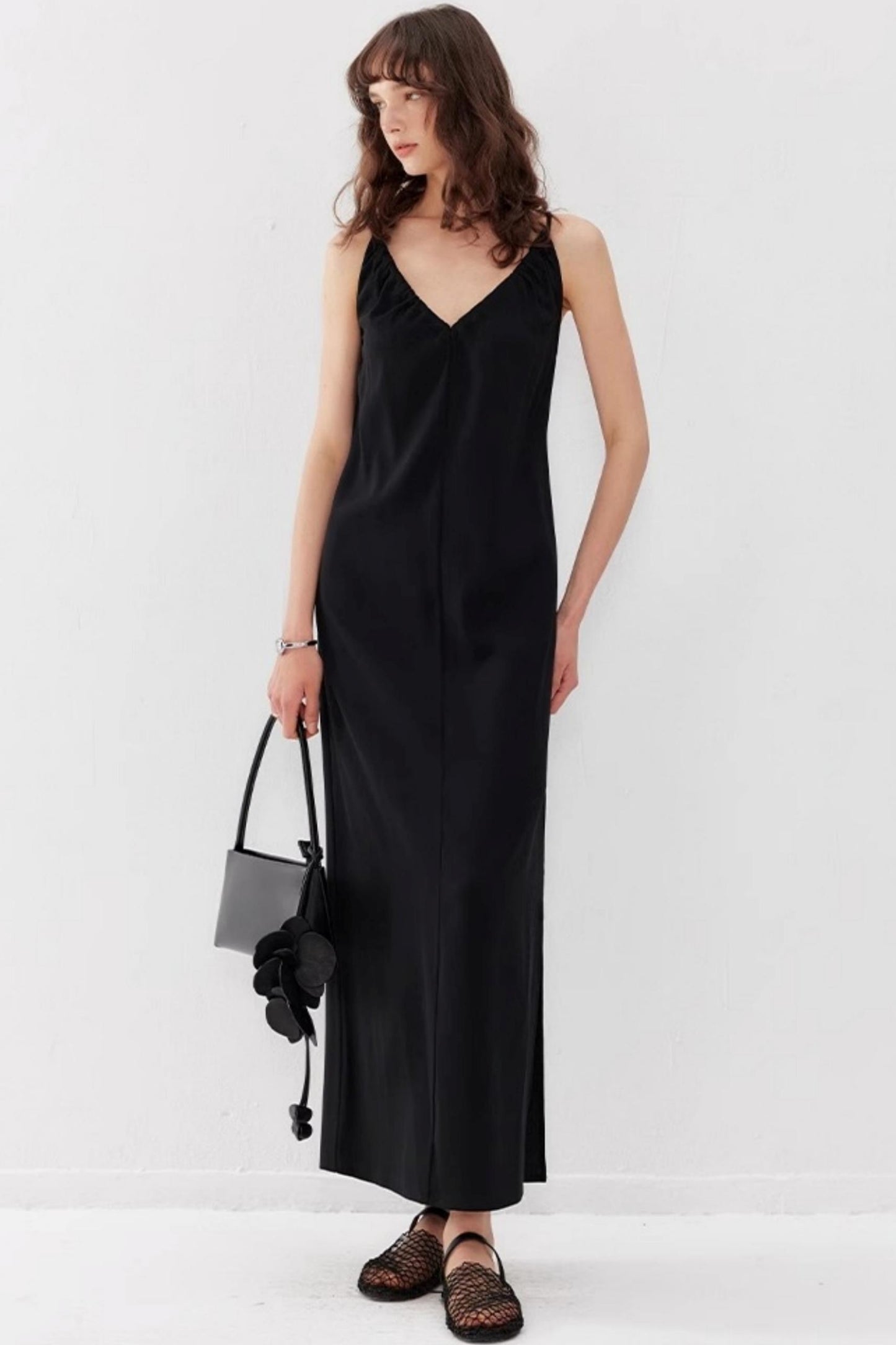 Draped Acetate Halter Maxi Dress
