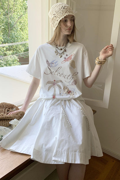 Lazy Wave Playful Print Short Sleeve T-shirt