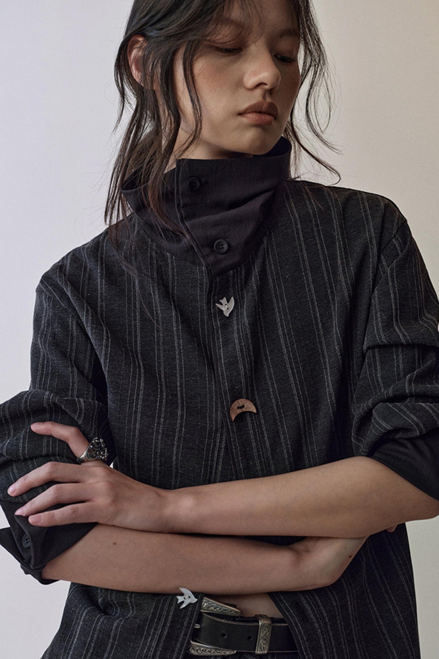 Striped Color-Blocking Shirt Set-Up