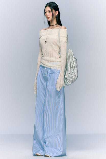 Loose Striped Wide-Leg Pants