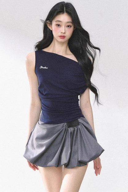 Shoulder-Baring Slim Crop T-Shirt